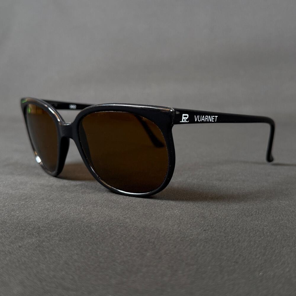 Vuarnet 002 Black Pouilloux Brown Lens Vintage Sunglasses France W CASE
